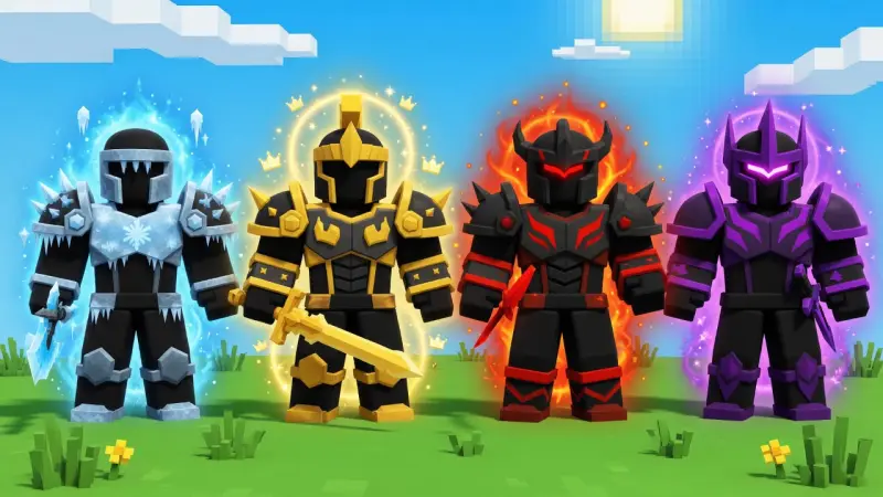 Four glowing stickman fighters in blue, gold, red, and purple