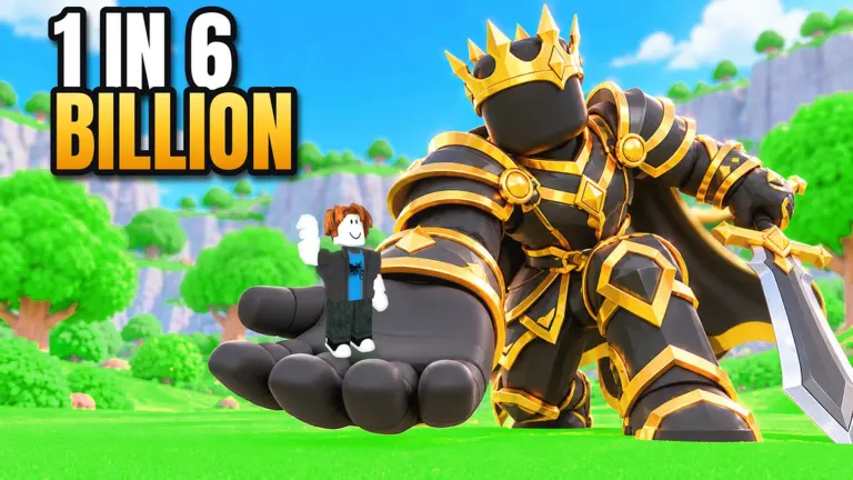 Official thumbnail of a crowned black-and-gold stickman king holding a small player stickman